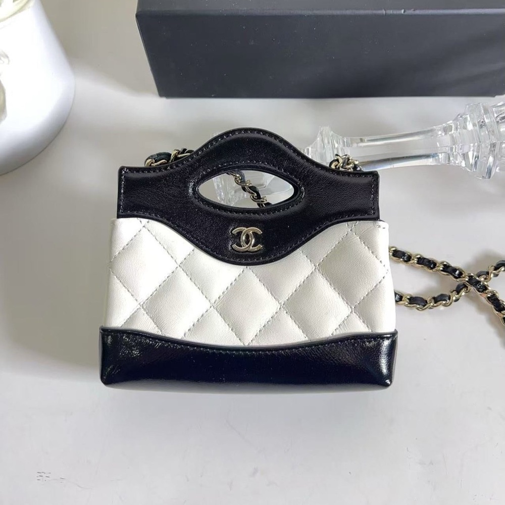 Chanel Nano Shopping 31 Shopping Bag Black White